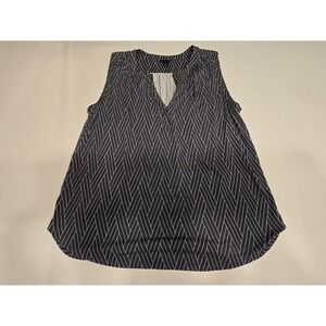 Ann‎ Taylor Top Size Medium Black Stripped Sleeveless V Neck